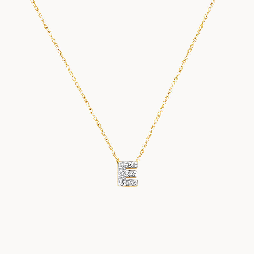 10k Gold Diamond Letter E Necklace - Elegant Initial Jewelry for Women, Perfect for Gifts, Anniversaries, and Everyday Wear
