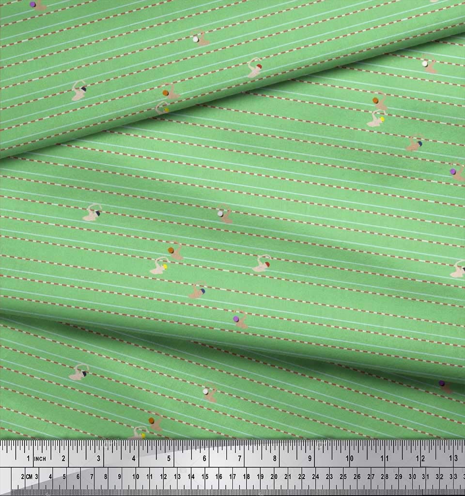 Soimoi Rayon Green Fabric by The Yard - 42 Inch Wide Printed Fabric for Swimwear, Sports & Poolside Activities - Perfect for Swimsuits, Beach Cover-Ups and Race Day Outfits