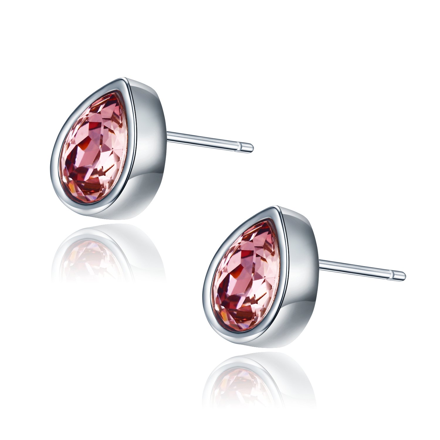 Platinum Teardrop Stud Earrings with Austrian Crystals for Women - Perfect for Parties & Weddings