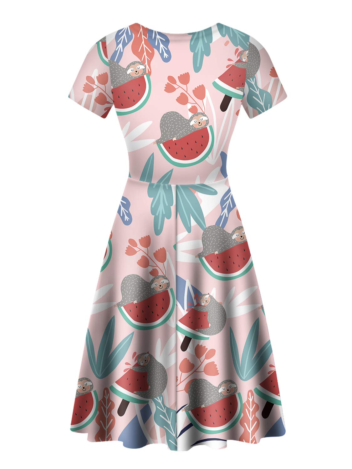 Floral Print Short Sleeve Flared Midi Dress for Women - A-Line Cocktail Party Dress | Elegant Evening Wear for Weddings, Garden Parties & Date Nights