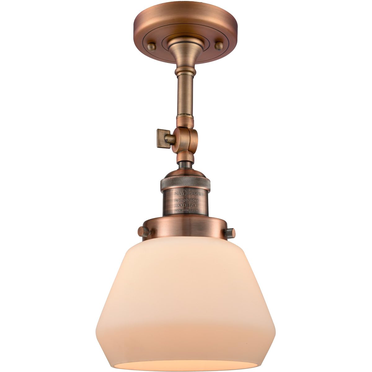Innovations 201F-AC-G171-LED Semi-Flush Mount Ceiling Light Fixture - Antique Copper Finish, Energy Efficient LED Lighting for Bedroom, Living Room & Hallway