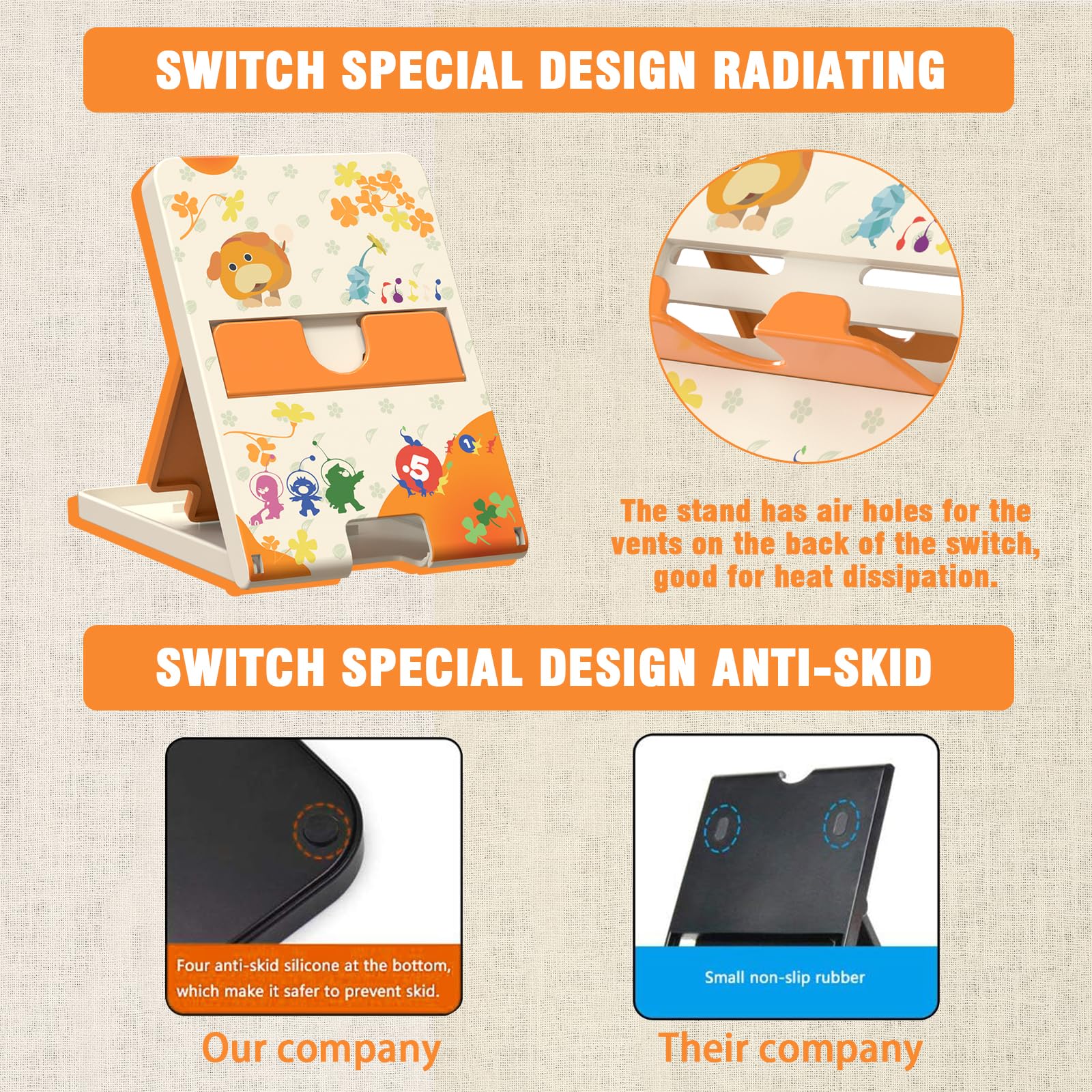 Adjustable Nintendo Switch Stand for Switch, Switch OLED & Switch Lite - Foldable, Portable Playstand Holder for Gaming Accessories (PK-Black) | Perfect for Travel, Bedroom & On-the-Go Gaming