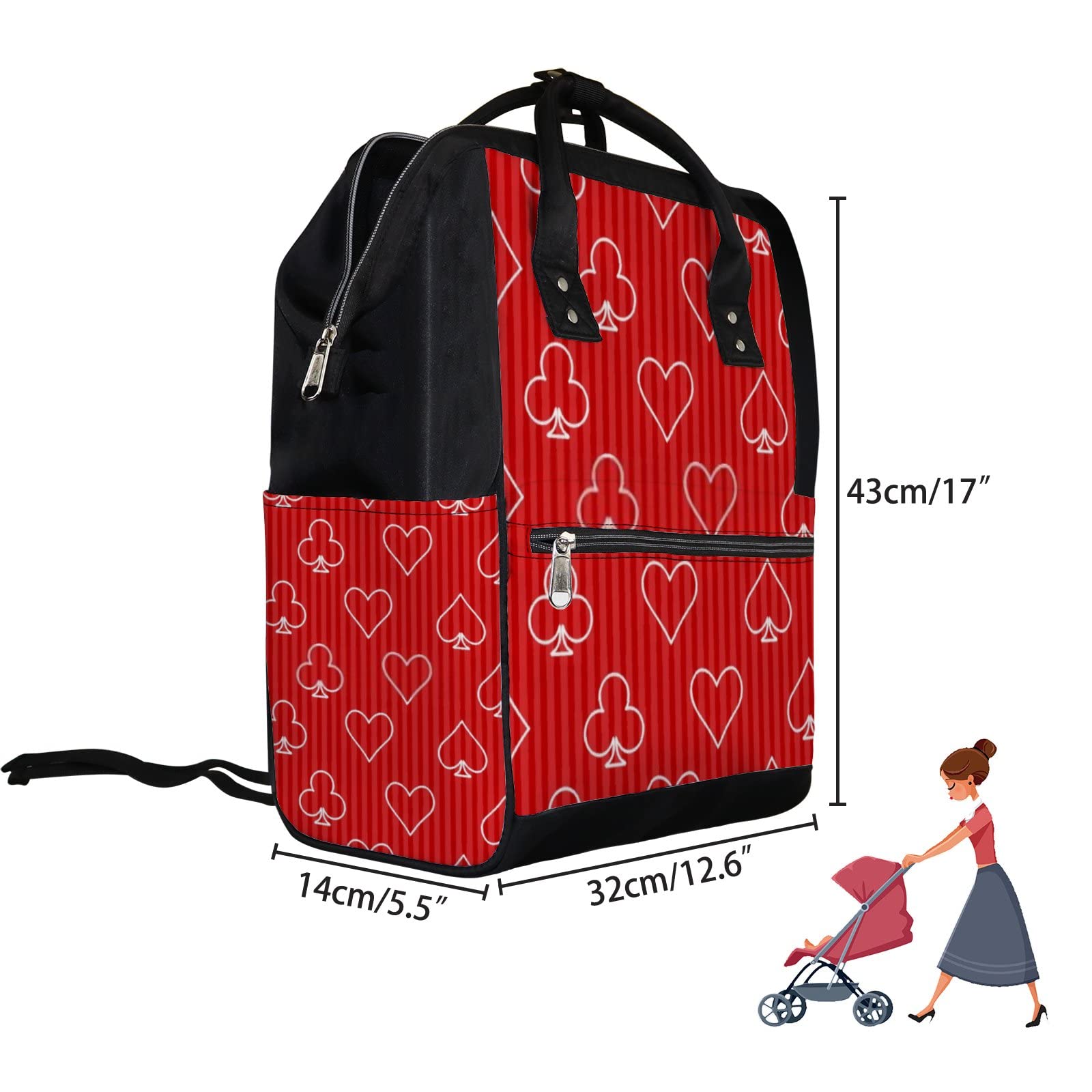 **Multifunctional Waterproof Diaper Backpack for Moms - Large Capacity Baby Nappy Bag with Play Cards & Poker Symbols - Perfect for Travel, Nursing & Daily Use**