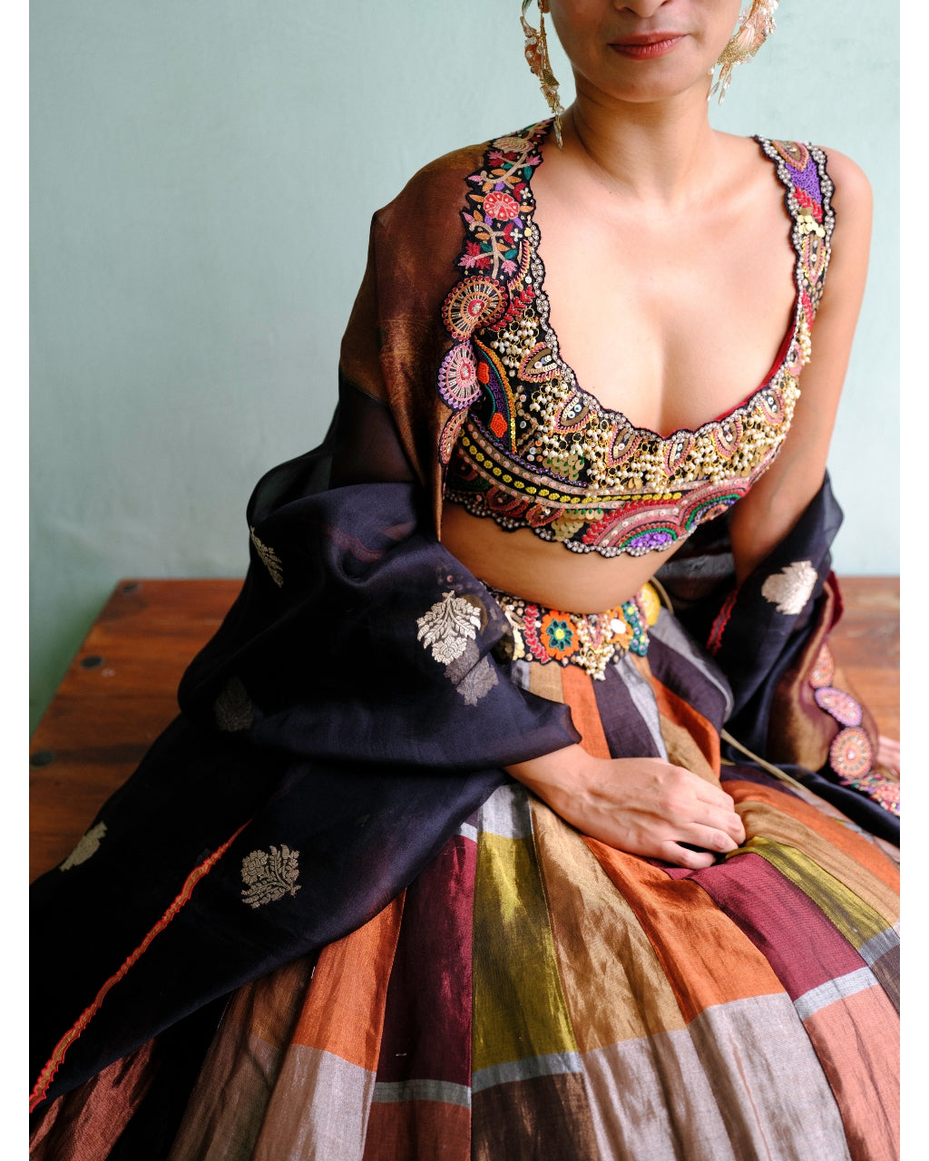 Elegant Black Metallic Lehenga Set for Women | Indian Traditional Bridal Party Wear | Perfect for Weddings, Festivals & Special Occasions