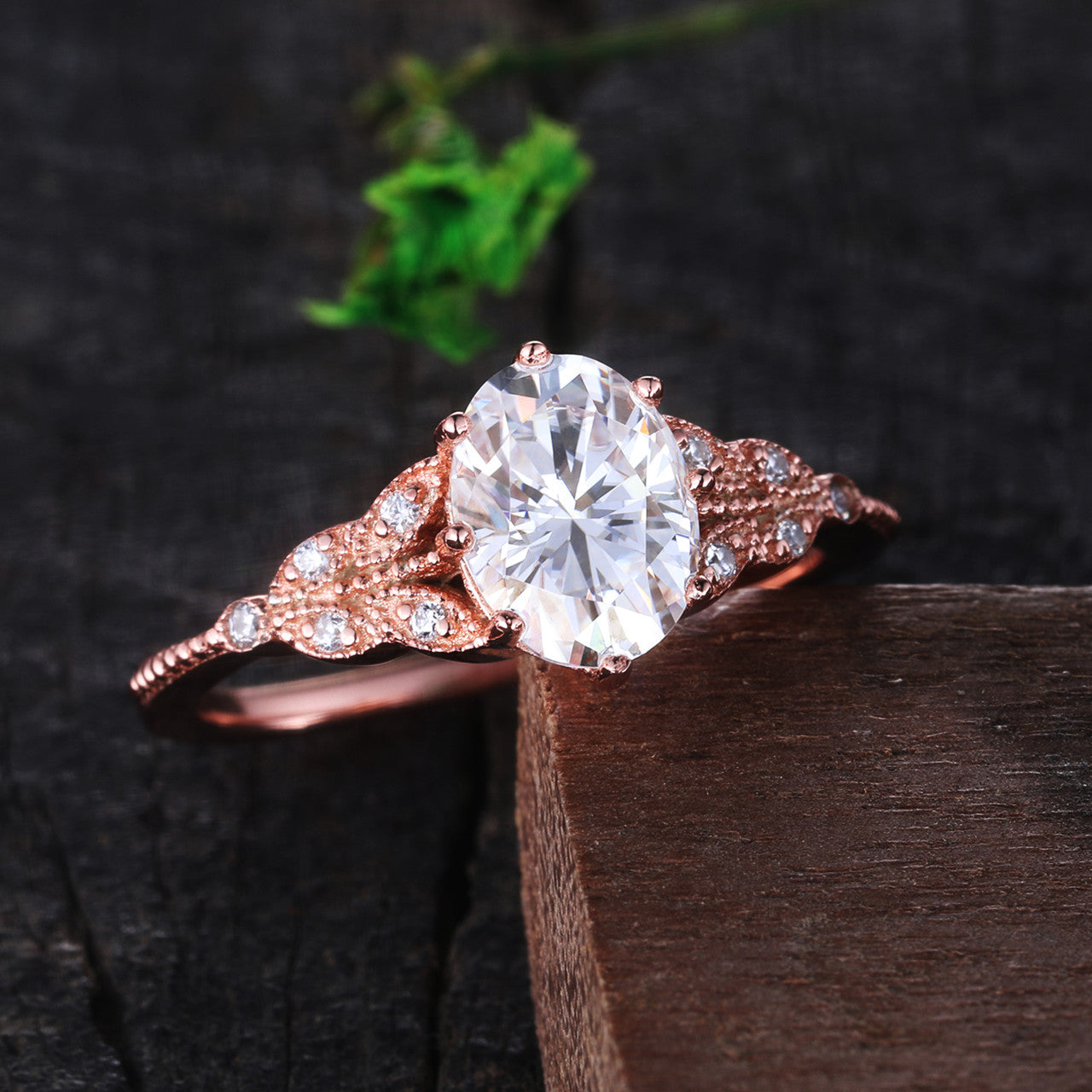 6x8mm Oval Moissanite Engagement Ring - Art Deco Rose Gold Vintage Wedding & Promise Ring for Women | Perfect for Proposals, Anniversaries, and Special Occasions