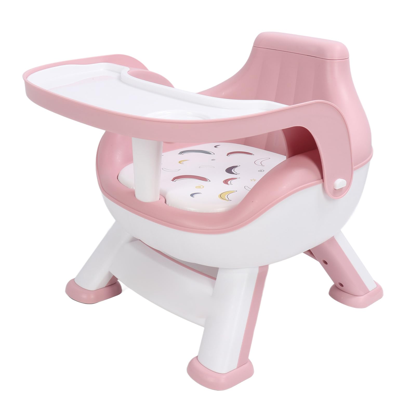 **Baby High Chair for Floor Feeding - Soft Squeaky Cushion & Heavy-Duty Frame with Double-Layer Tray - Adjustable & Portable for Home Use (Yellow) - Perfect for Infants Learning to Eat Independently**