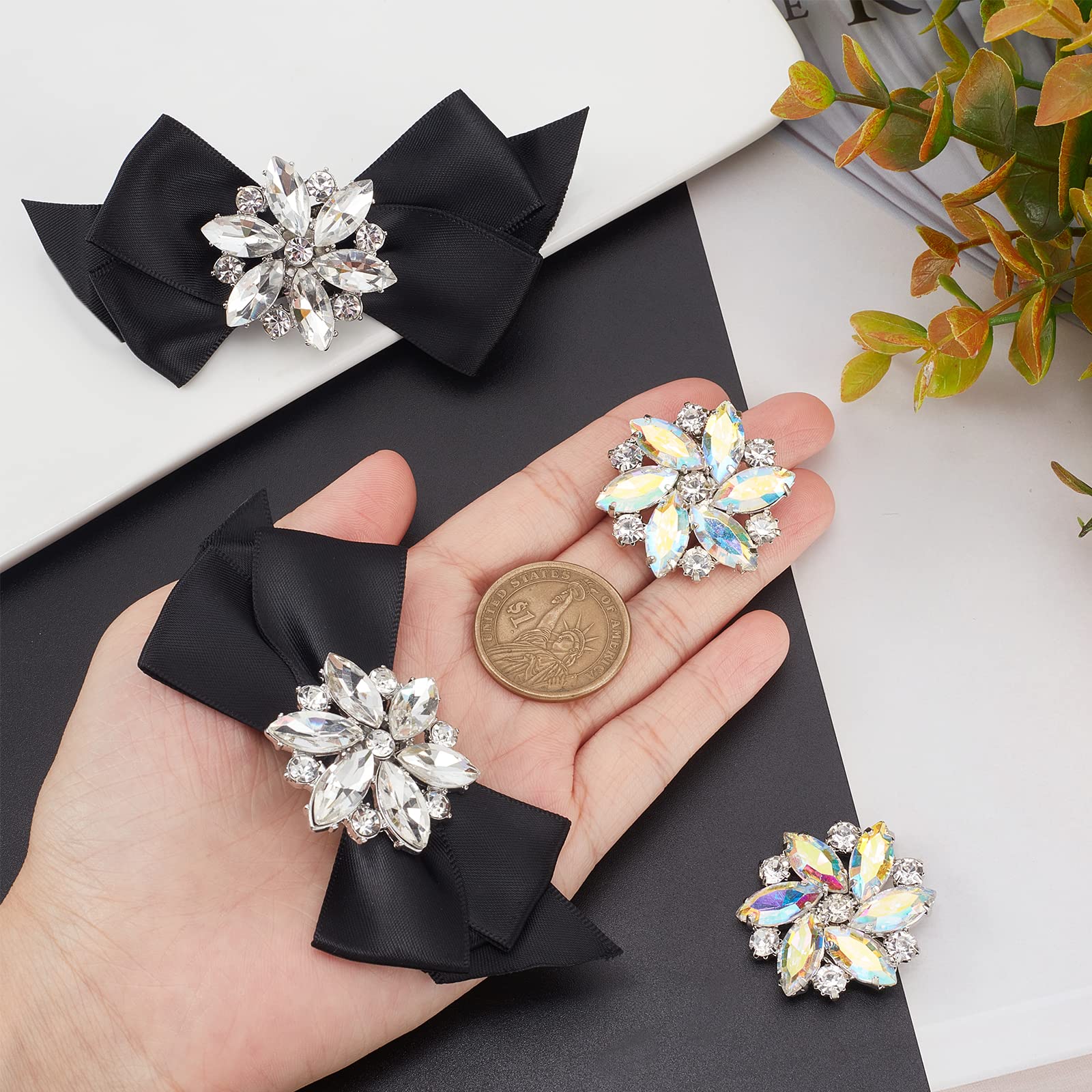 Elegant Rhinestone Shoe Clips - 4 Pack Alloy Flower Crystal Buckle Clips for Women's Shoe Decoration, Wedding & Party Accessories | Perfect for Bridal Shoes, Prom, Evening Dresses and Special Occasions