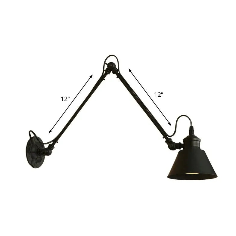 Modern Swing Arm Wall Light - Adjustable Black Bedroom Sconce for Reading & Nightstand Lighting | Perfect for Bedrooms, Living Rooms, and Home Offices