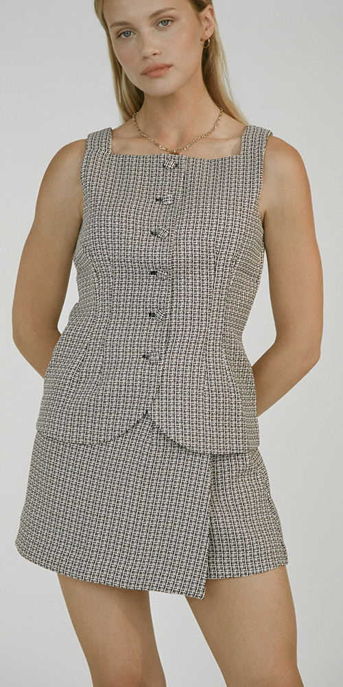 Amira Women's Tweed Top - Elegant Knit Blouse for Office, Party & Casual Wear | Stylish & Comfortable Fall Fashion