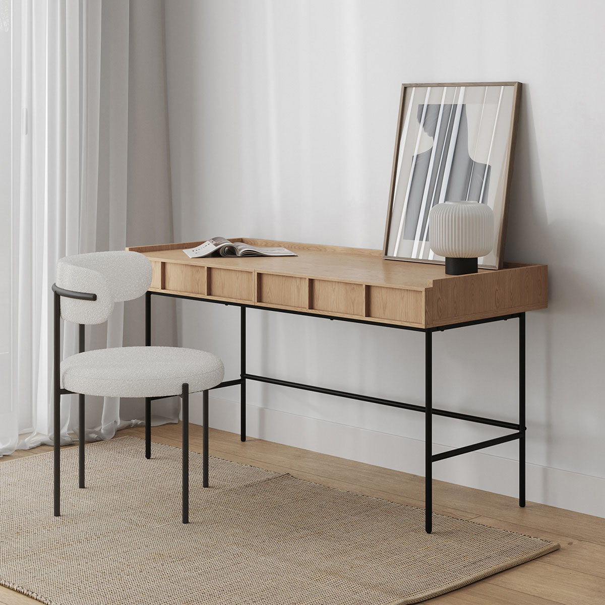 Isla 2 Drawer Writing Desk - Modern Home Office Furniture for Small Spaces, Study & Work from Home (White Finish)