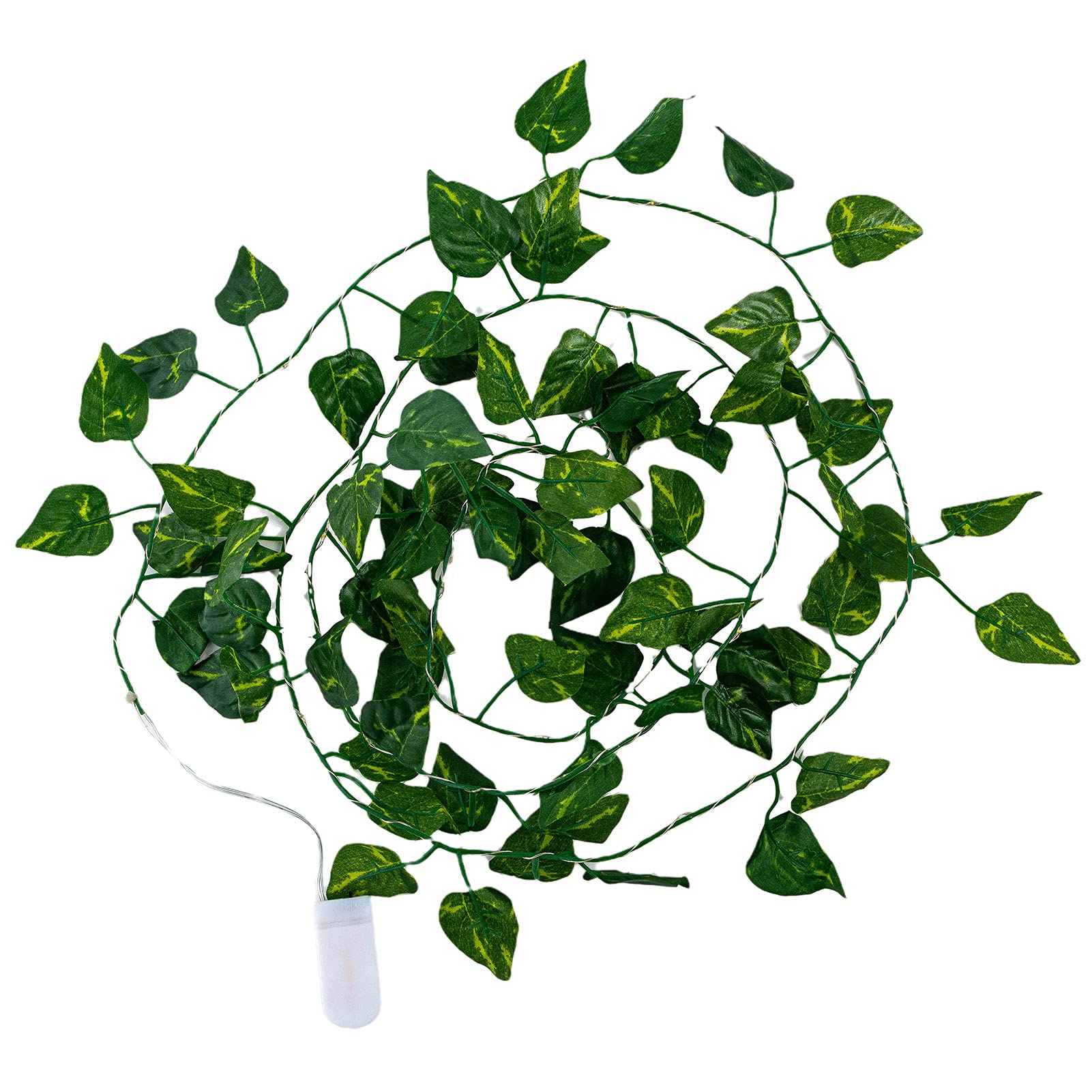 Artificial Ivy Garland with LED Lights - 12ft Green Fake Hanging Vine Plants for Home, Kitchen, Garden & Party Decor | Indoor/Outdoor Wedding, Wall, Fence Decoration