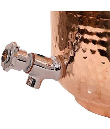 Handmade Pure Copper Water Dispenser Pot - 4L Ayurvedic Healing Water Storage with 2 Hammered Glasses | Indian Hand Hammered Copper Bottle, Pitcher & Mug for Detox & Wellness | Perfect for Home, Office & Yoga Practice