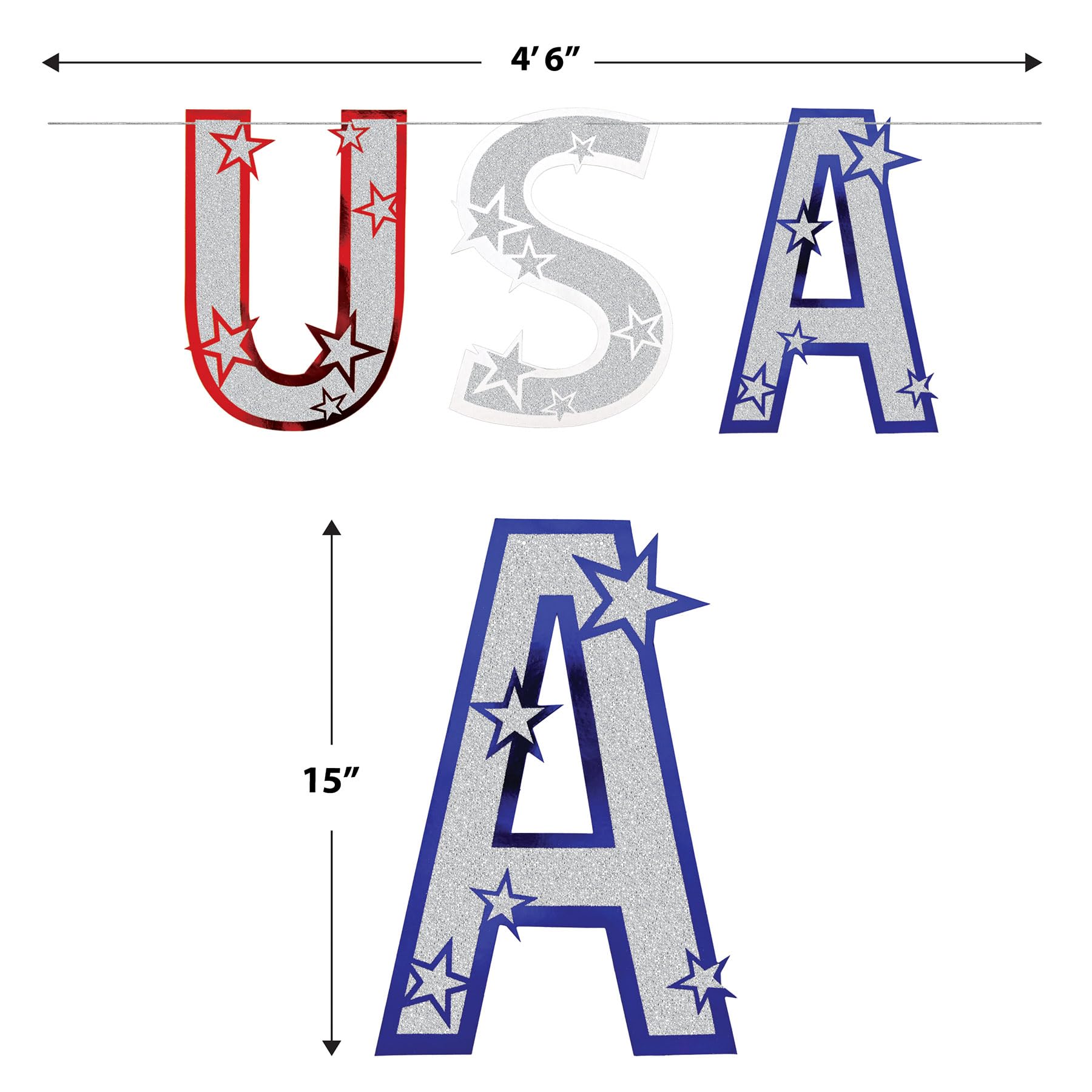 USA Glitter Party Streamers - 1 Count Pack of 1 | Perfect for Birthday Celebrations, Baby Showers & Holiday Decorations