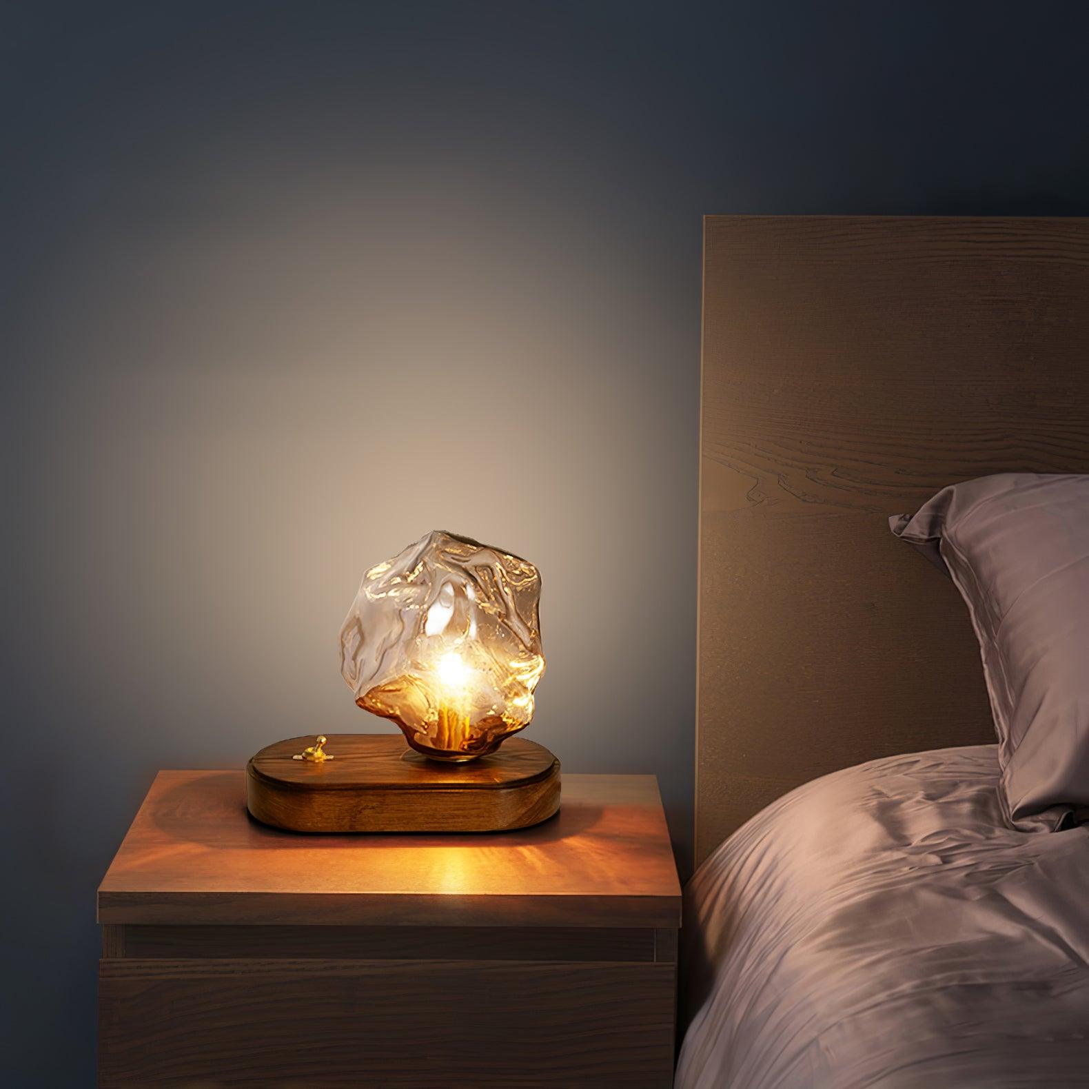 Modern Ice Stone Glass Table Lamp - Elegant Bedside & Living Room Lighting for Home Decor
