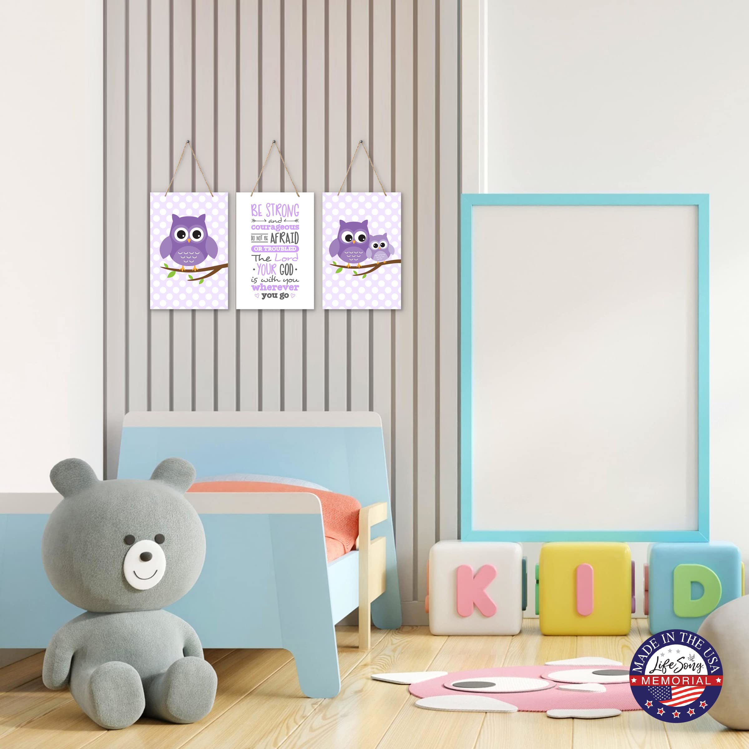 LifeSong Milestones 3-Piece Owl Wall Decor Set - Modern Wooden Nursery Wall Art for Baby Room, Kids Bedroom & Playroom Decor - Perfect for Gender Neutral Nursery Themes & Toddler Room Decorations