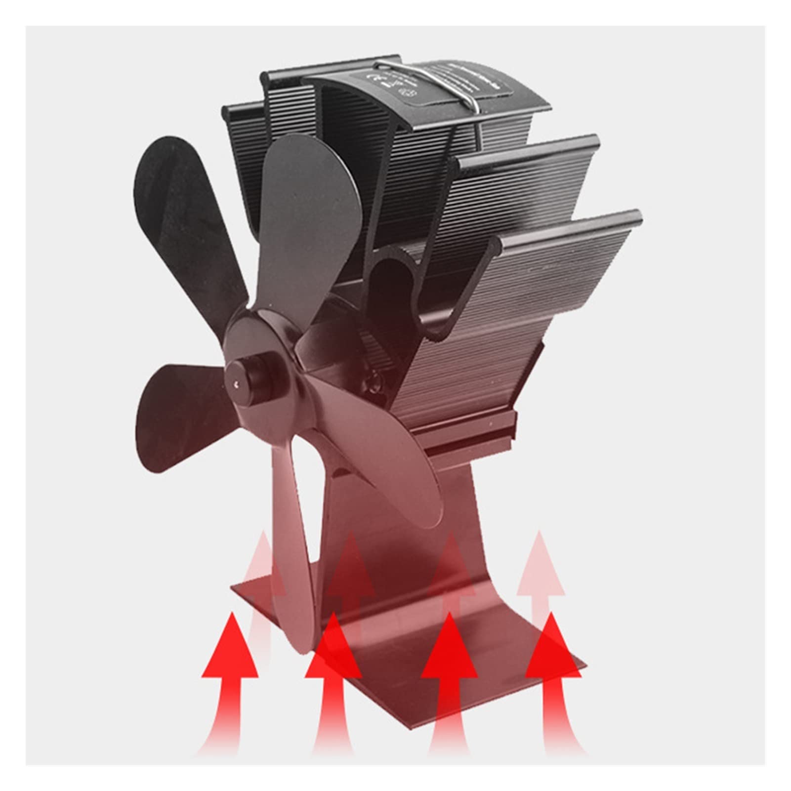 Black Heat Powered Fireplace Fan - 4 Blade Stove Fan for Wood Burner, Efficient & Quiet Heat Distribution - Perfect for Home, Cabin, and Fireplace Use (Color: Black)