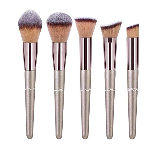 Premium Synthetic Makeup Brushes Set for Contour & Eyeshadow - Champagne Gold Handles for Professional Makeup