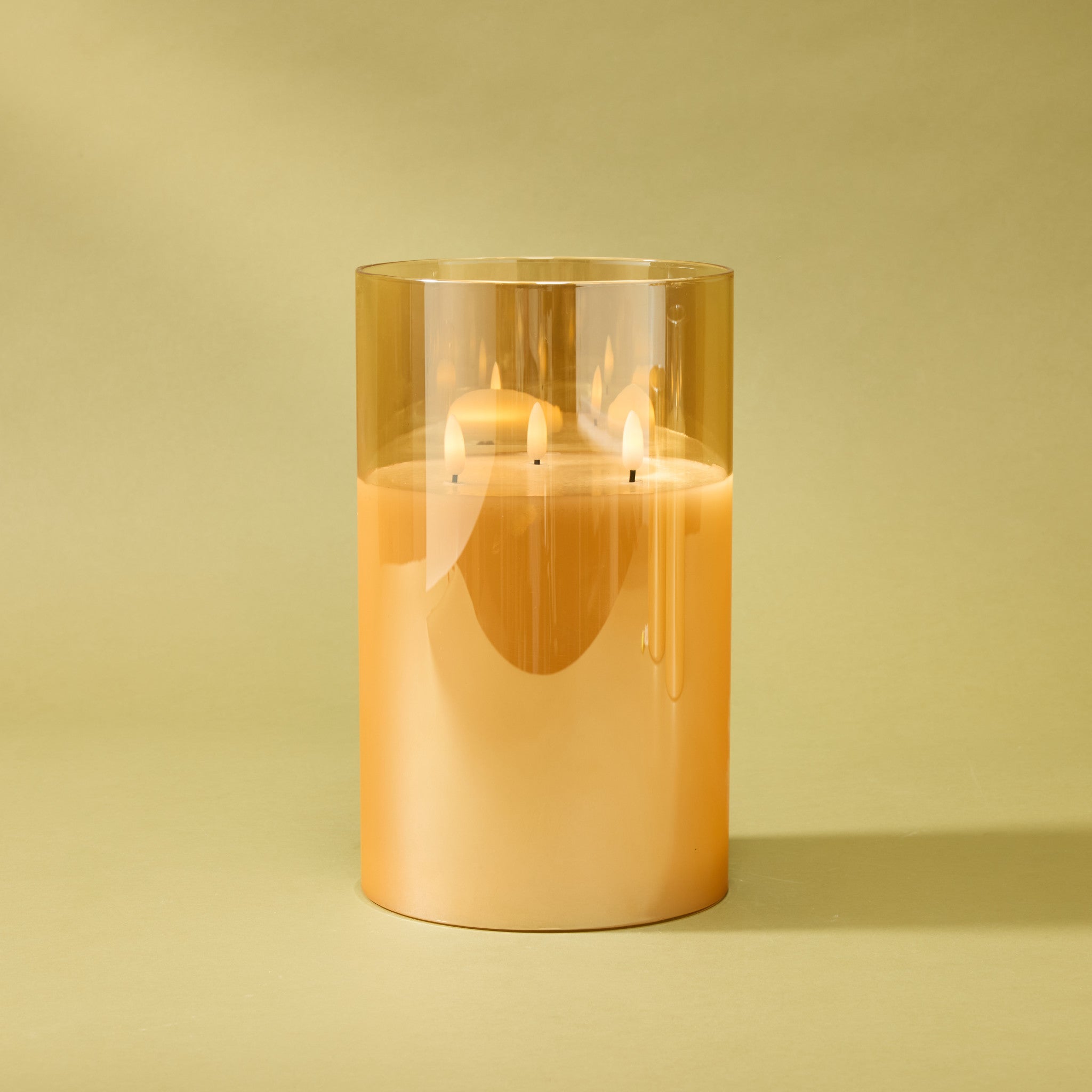 Amber Triflame LED Candle - 10 Inch Realistic Flameless Battery Operated Candles for Home Decor, Wedding, Party & Holiday Lighting