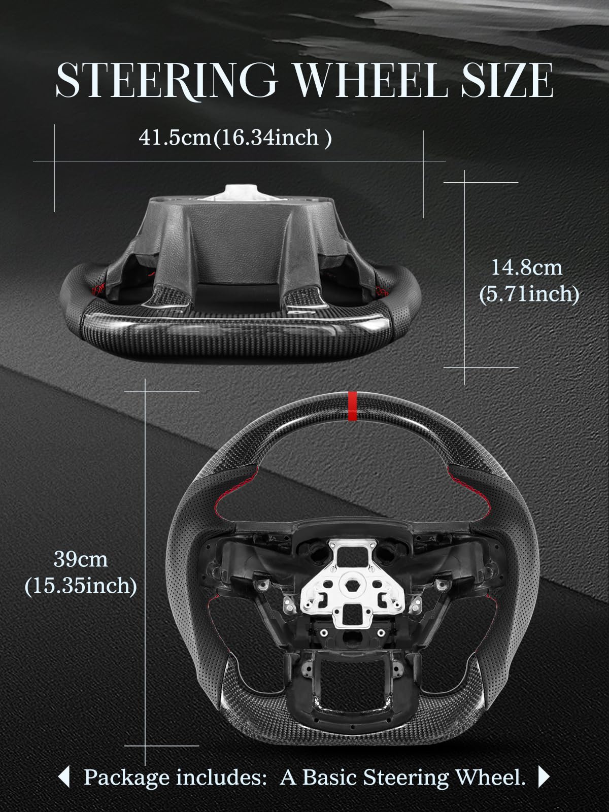 Carbon Fiber Steering Wheel for Ford Raptor 2015-2020 | D-Shaped Flat-Bottom Design | Perforated Leather Grip & Hand-Stitched | Compatible with Paddle Shifters | Upgrade Your Off-Road Driving Experience