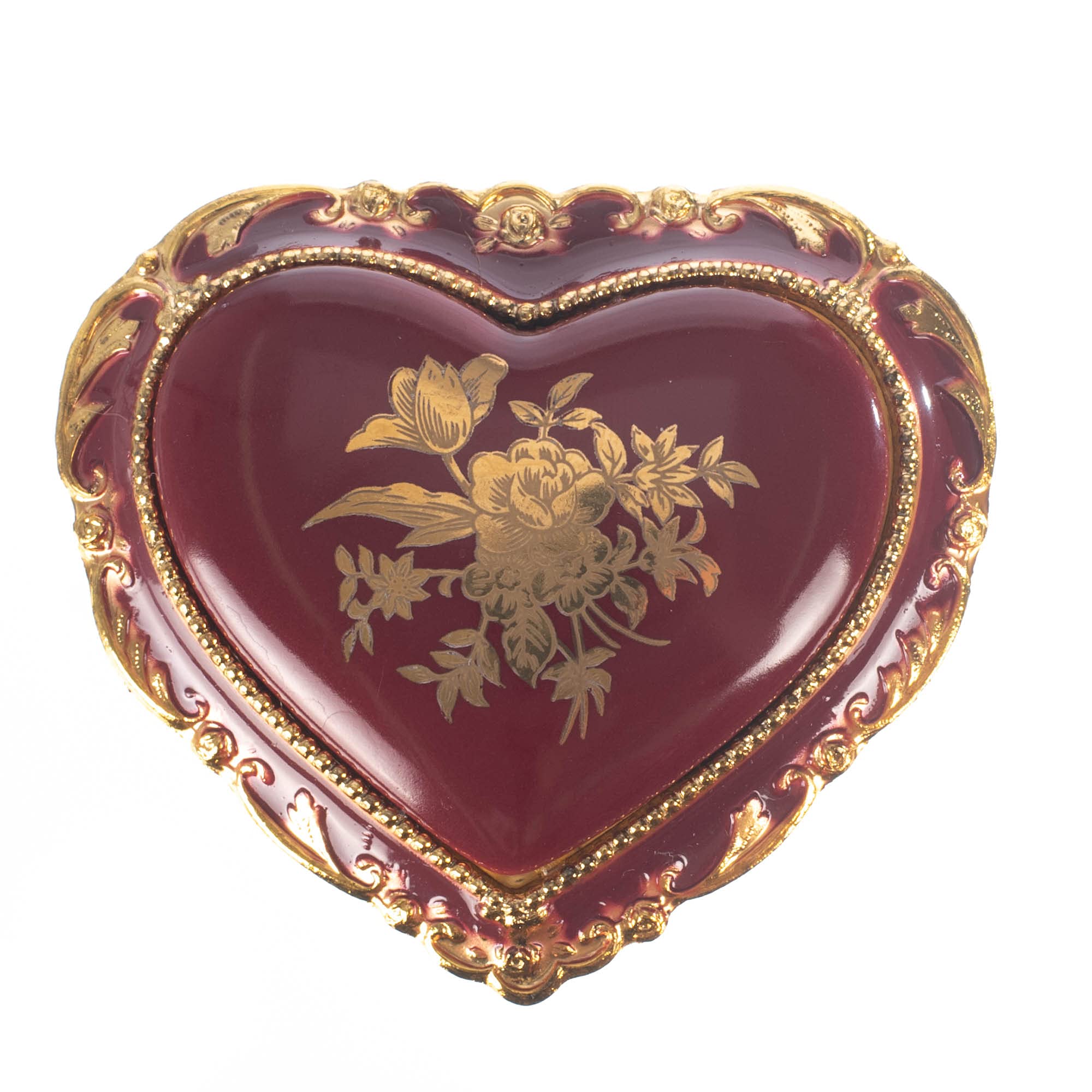 Heart-Shaped Jewelry Music Box - Burgundy & Gold, Plays 'All I Ask of You' - Perfect for Valentine's Day Gifts, Anniversary Presents & Romantic Home Decor