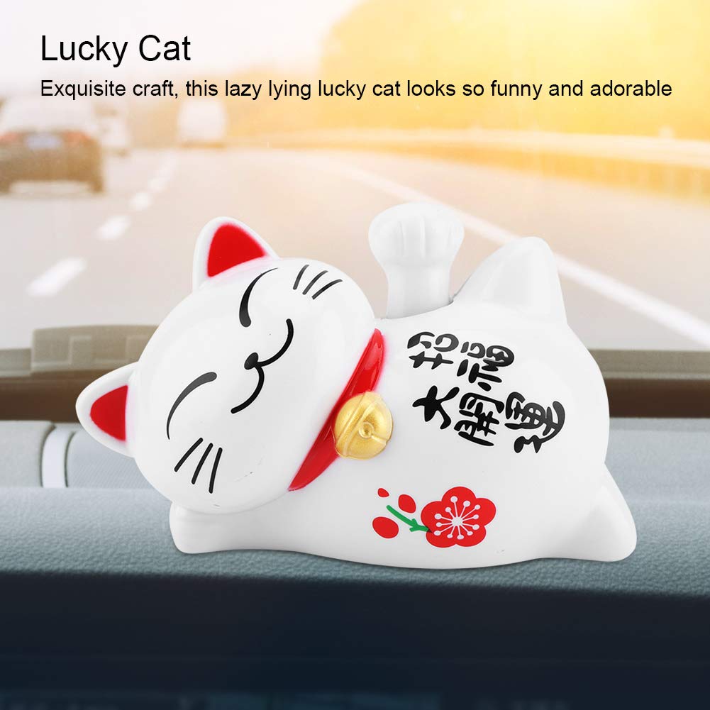 Solar Powered Lucky Fortune Cat - Feng Shui Wealth Welcoming Waving Arm Statue for Home & Office Decor | Cute Good Luck Charm for Business Success & Positive Energy