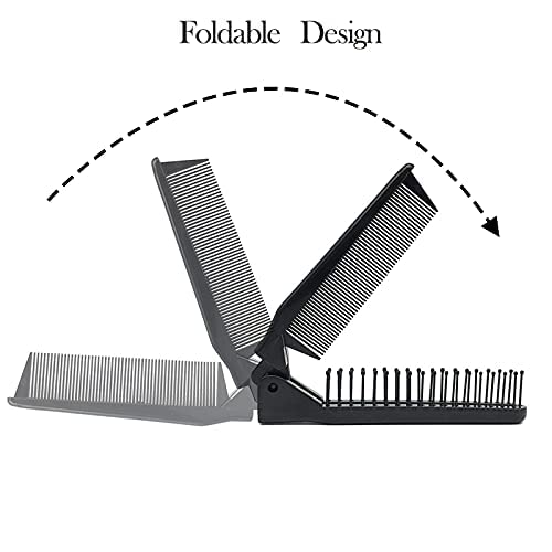 GITGRNTH Portable Travel Folding Hair Brush - Compact Foldable Comb for Women & Men, Double Headed Pocket Size (2 Pack) - Perfect for Travel, Gym, Office & On-the-Go Styling