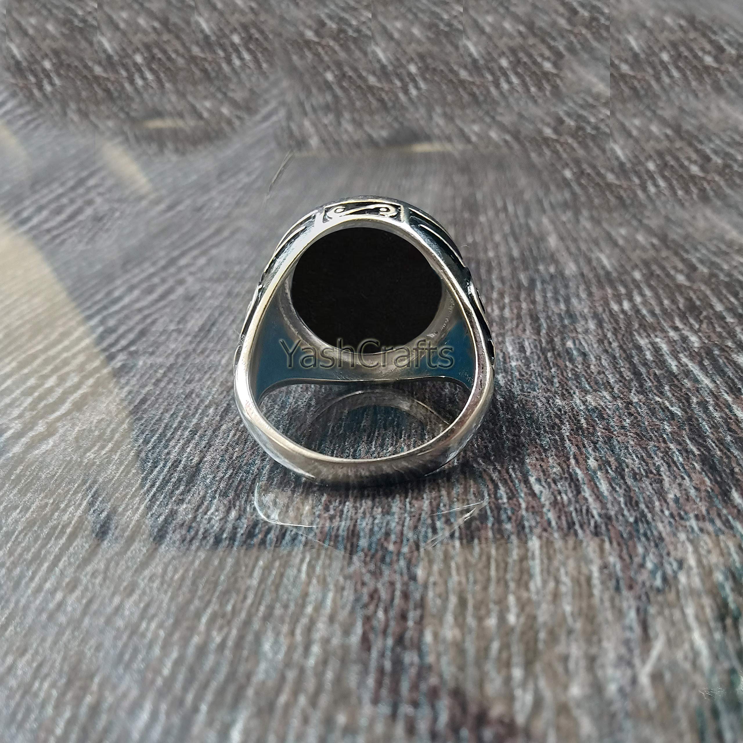 925 Sterling Silver Black Onyx Ring for Men - Handmade Arabic Style Statement Jewelry with Natural Round Cabochon Gemstone | Perfect Gift for Husband, Boyfriend & Special Occasions | Wedding, Anniversary & Formal Events
