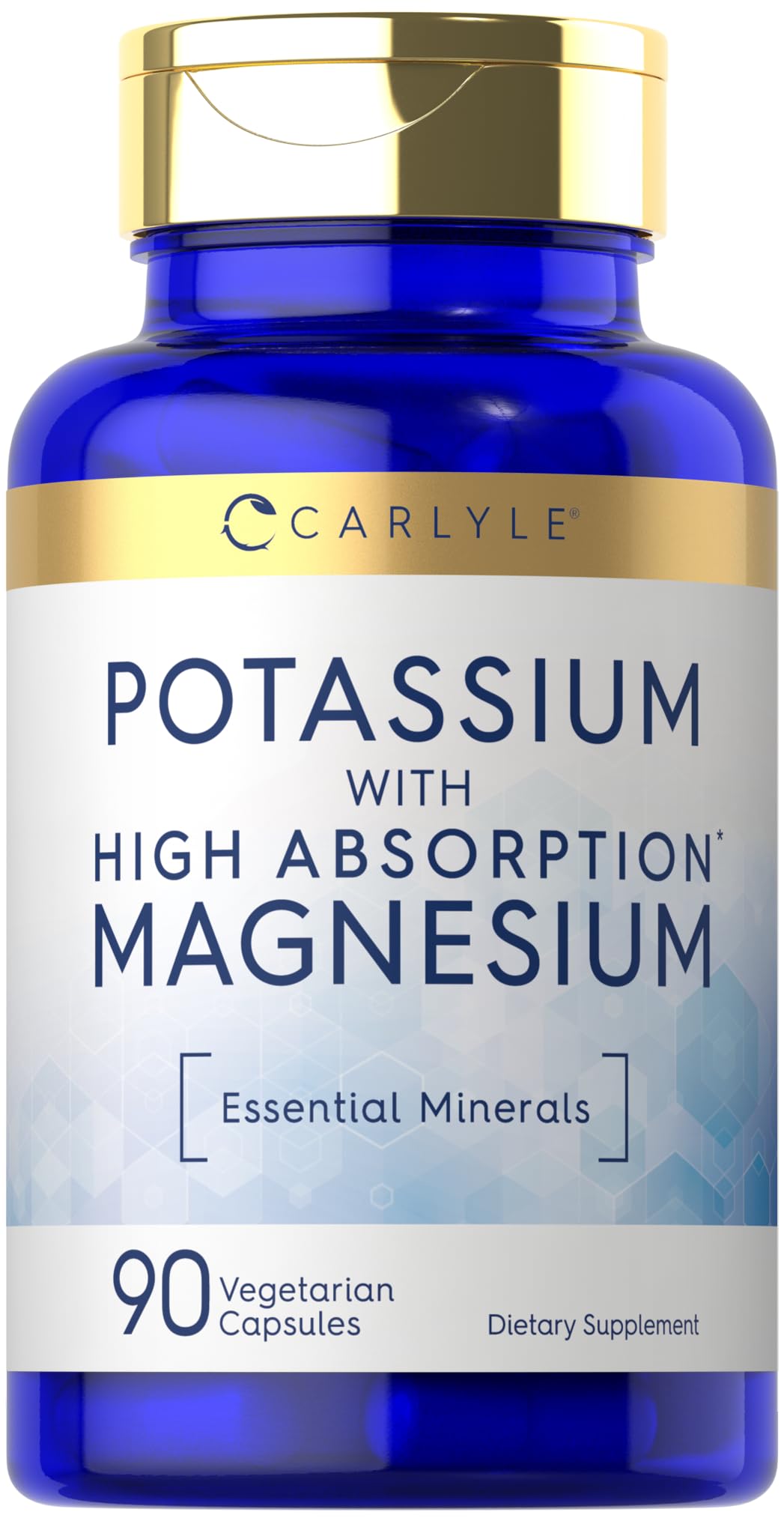 Carlyle Potassium Magnesium Supplement 90 Capsules | High Absorption, Vegetarian, Non-GMO, Gluten Free | Supports Muscle Function, Heart Health & Energy Boost for Active Lifestyles