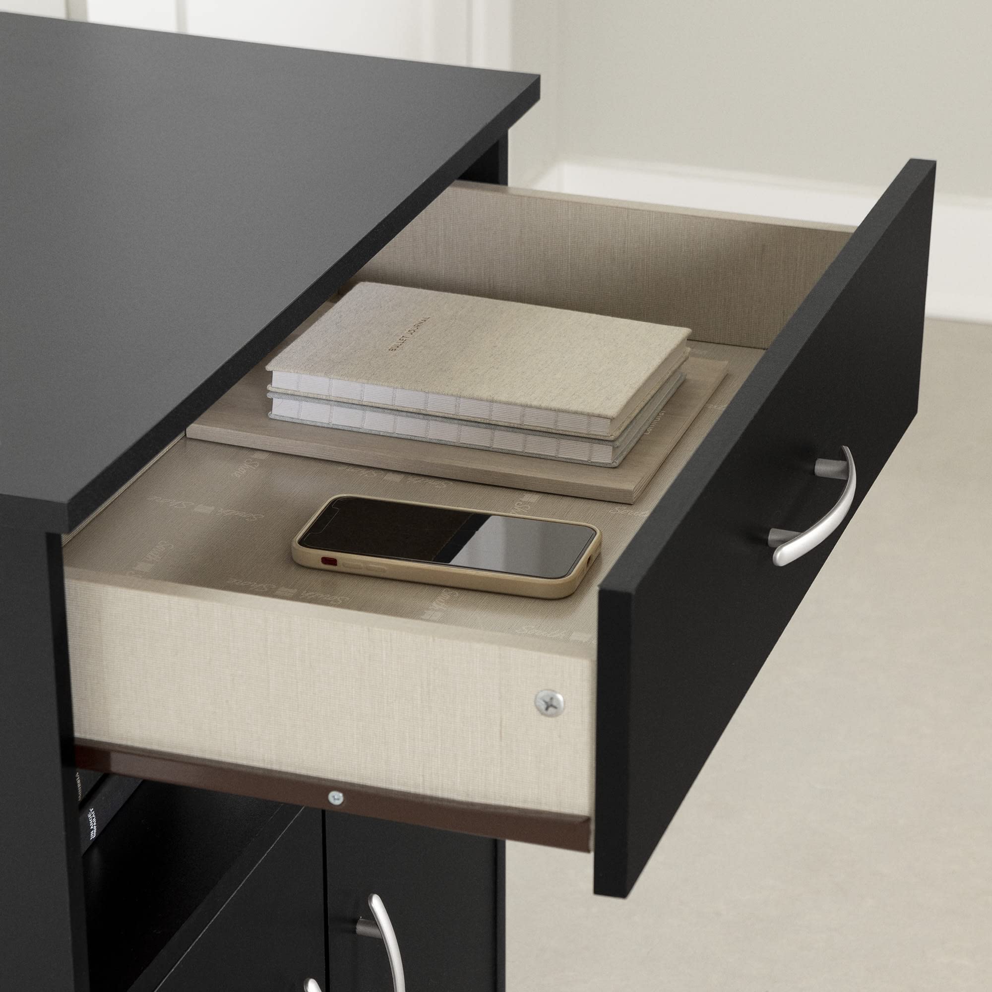 South Shore Axess Microwave Cart on Wheels - Pure Black - Compact Rolling Kitchen Cart for Small Spaces, Dorm Rooms & Apartments - Perfect for Microwaves, Coffee Makers & Small Appliances