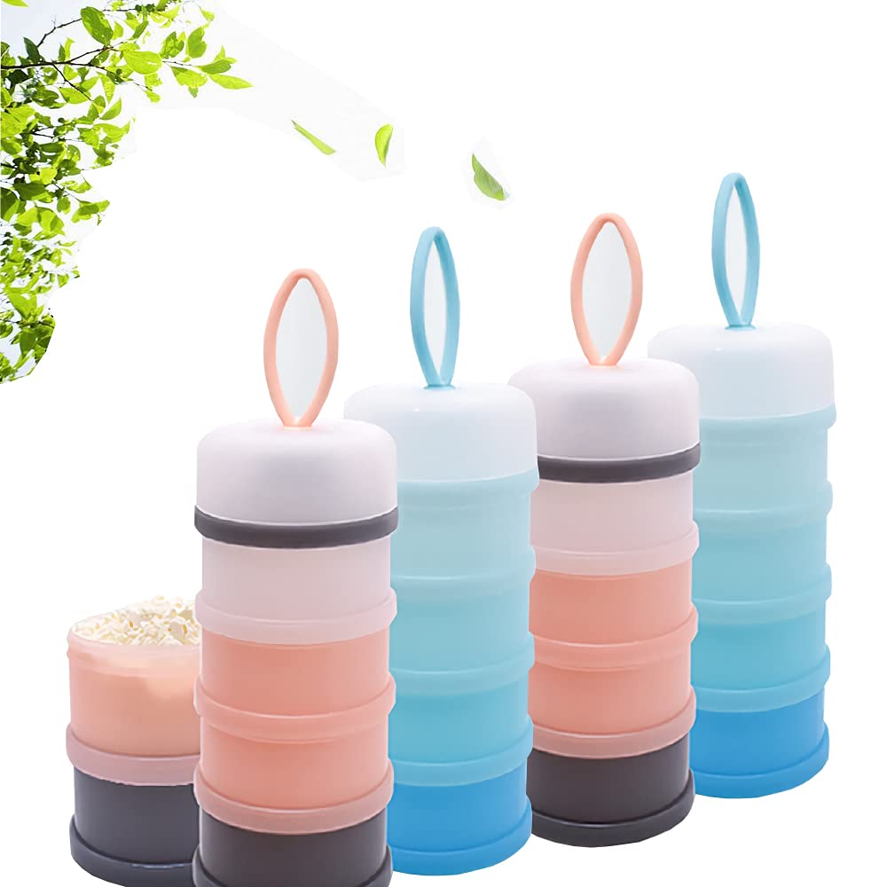 **Baby Formula Dispenser - 4-Layer Portable & Stackable Powder Container for Travel - BPA-Free Snack Storage for Protein Powder, Nuts, Small Fruits - Ideal for On-the-Go Parents & Outdoor Adventures**