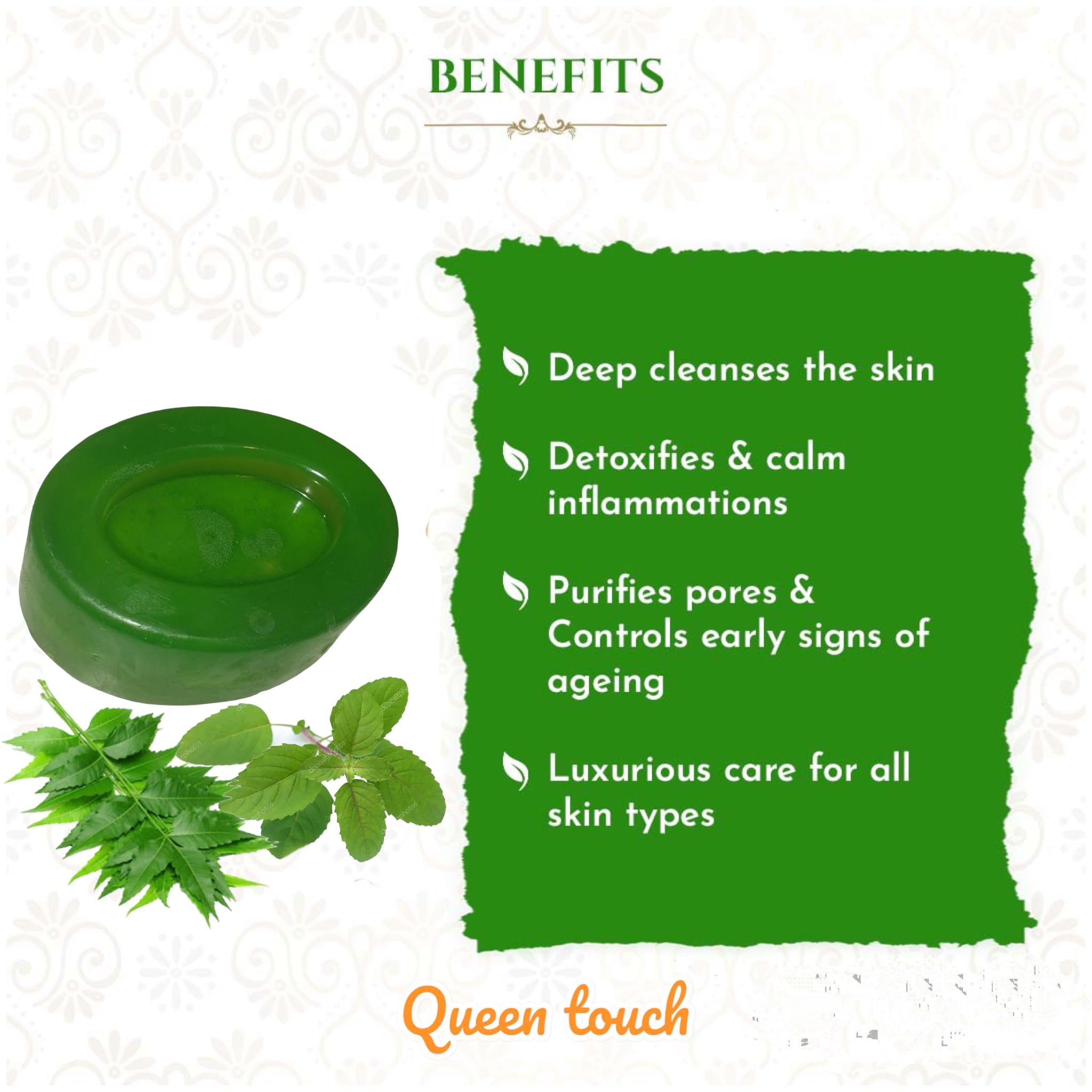 Neem & Tulsi Ayurvedic Herbal Soap Bar (500g) - Natural Antibacterial & Antifungal Cleanser for Acne, Eczema & Skin Irritations - Perfect for Daily Face & Body Wash