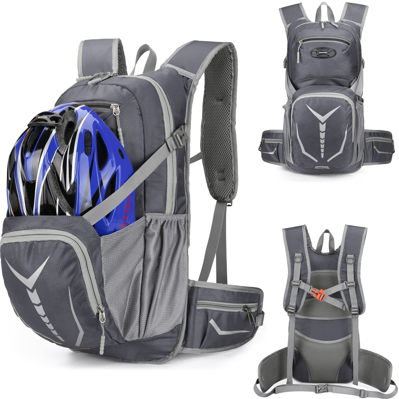 Kingsea Helmet Storage Hydration Backpack - Large Capacity Waterproof Cycling & Hiking Pack with Reflective Stripe for Men & Women - Perfect for Outdoor Camping, Climbing and Travel Adventures