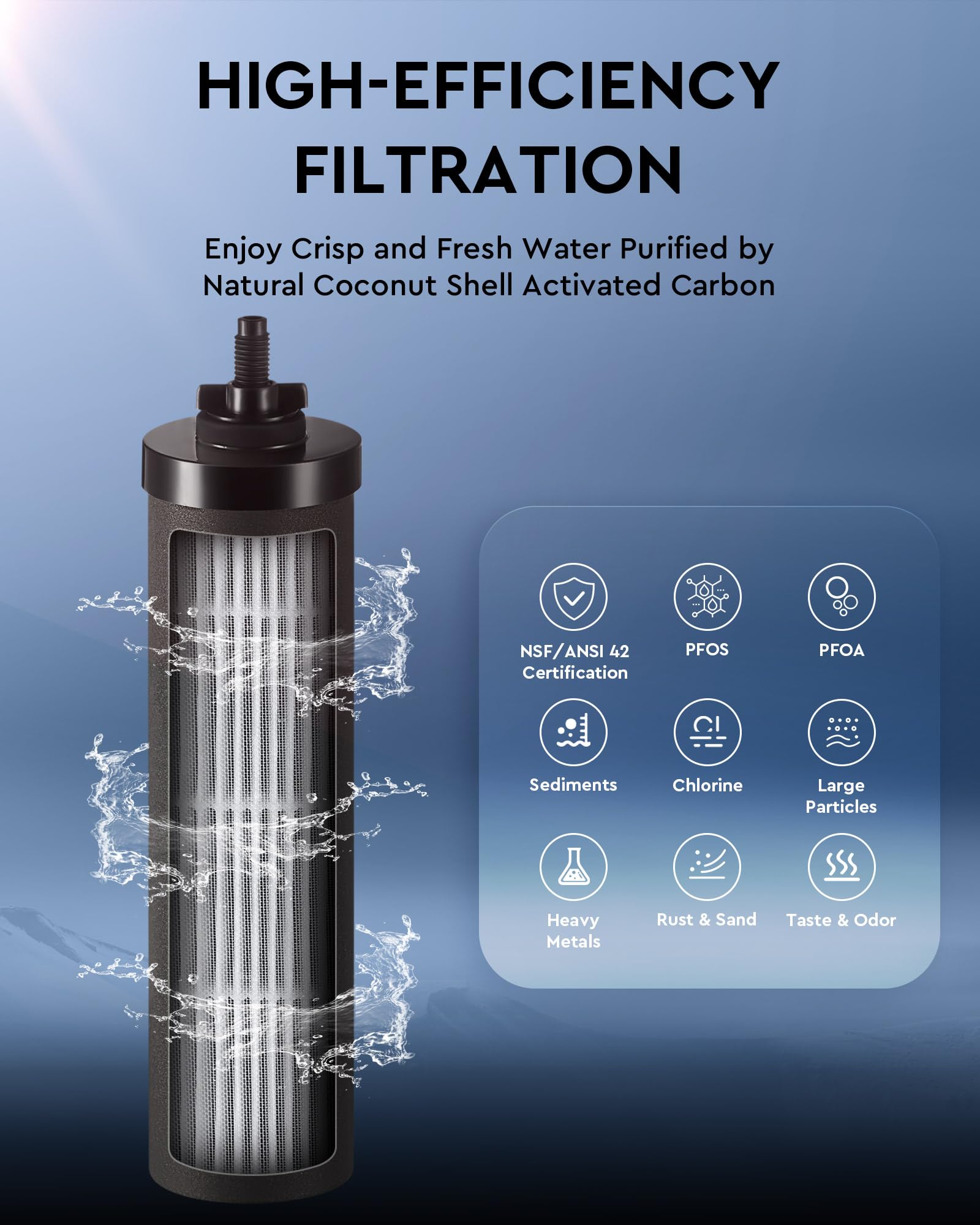 CO-Z 2.25 Gallon Gravity-Fed Water Filter System - Countertop Stainless Steel Water Purifier with 2 Carbon Filters & Spigot | NSF/ANSI 42 Certified | Perfect for Home, Office, Camping & Emergency Preparedness