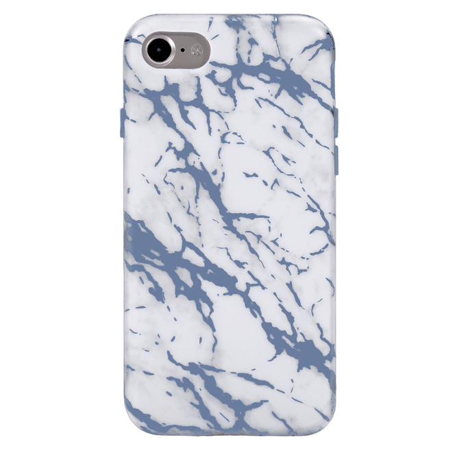 Premium White Marble & Blue Chrome iPhone Case - Slim Protective Cover for iPhone 13/14/15 Pro Max - Stylish Luxury Design for Everyday Use, Travel & Business