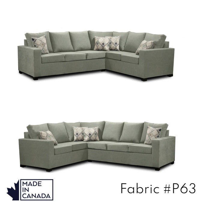 Canadian Made 3 x 2 Sectional Sofa with LHF/RHF Configuration - 17 Color Options for Living Room, Family Room & Home Theater Comfort