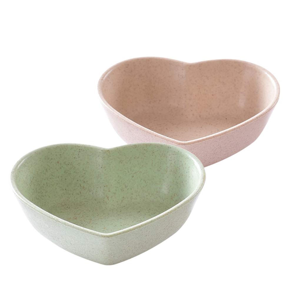 DOITOOL 4-Piece Small Heart-Shaped Saucer Plates Set - Eco-Friendly Wheat Straw Mini Sauce Dishes for Sushi Soy Dipping, Condiments, Jam, Snacks - Perfect for Home, Restaurants & Party Serving (Beige)