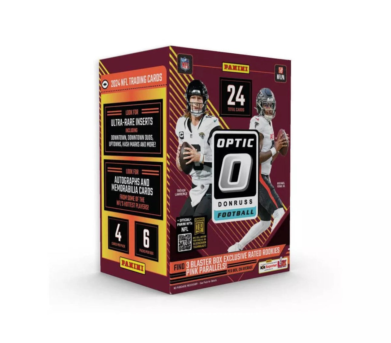 2024 Panini Donruss Optic Football Blaster Box with Pink Parallels - Collectible Trading Cards for NFL Fans, Fantasy Sports & Game Day Excitement