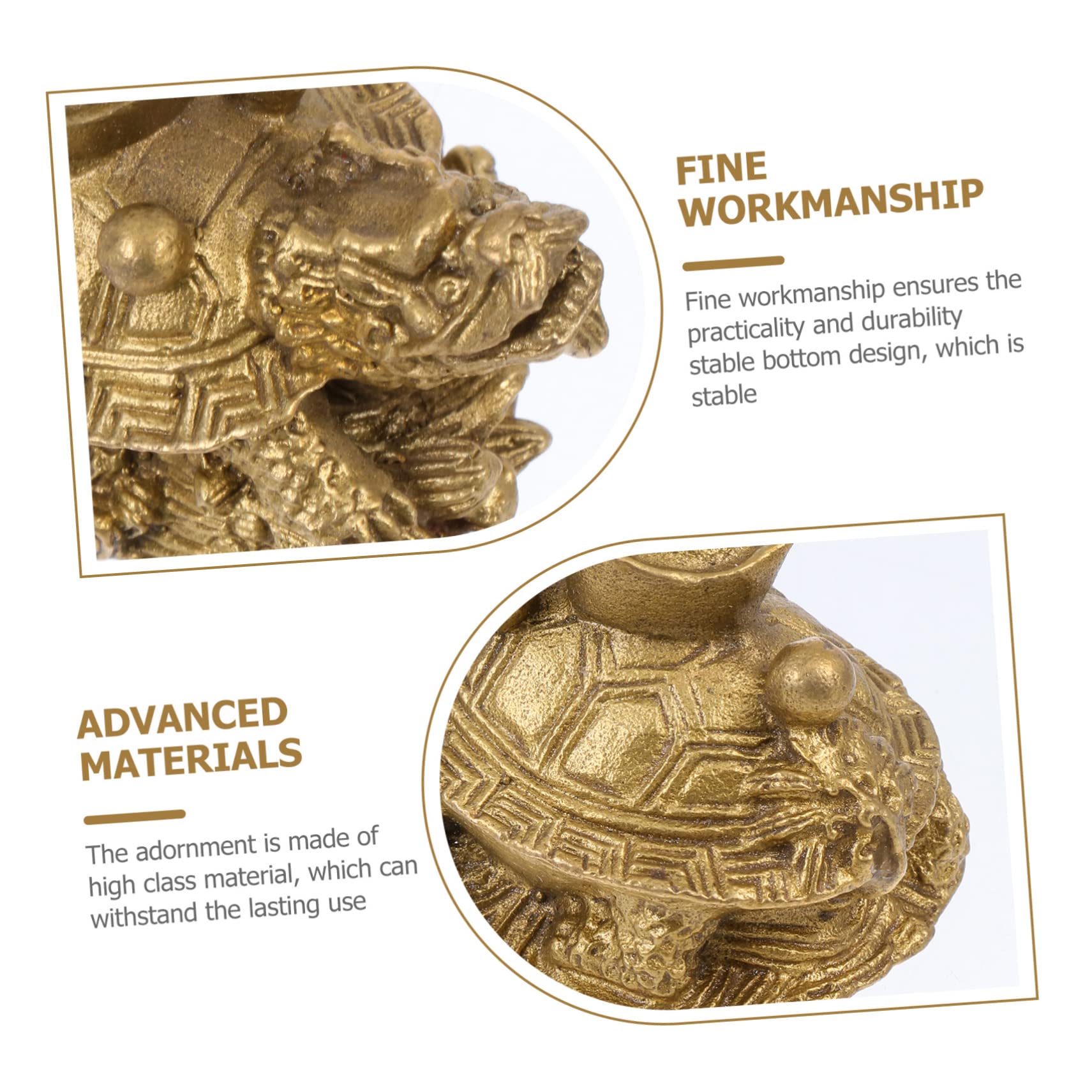 Lucky Copper Dragon Turtle Ingot Decor for Office & Home Blessing