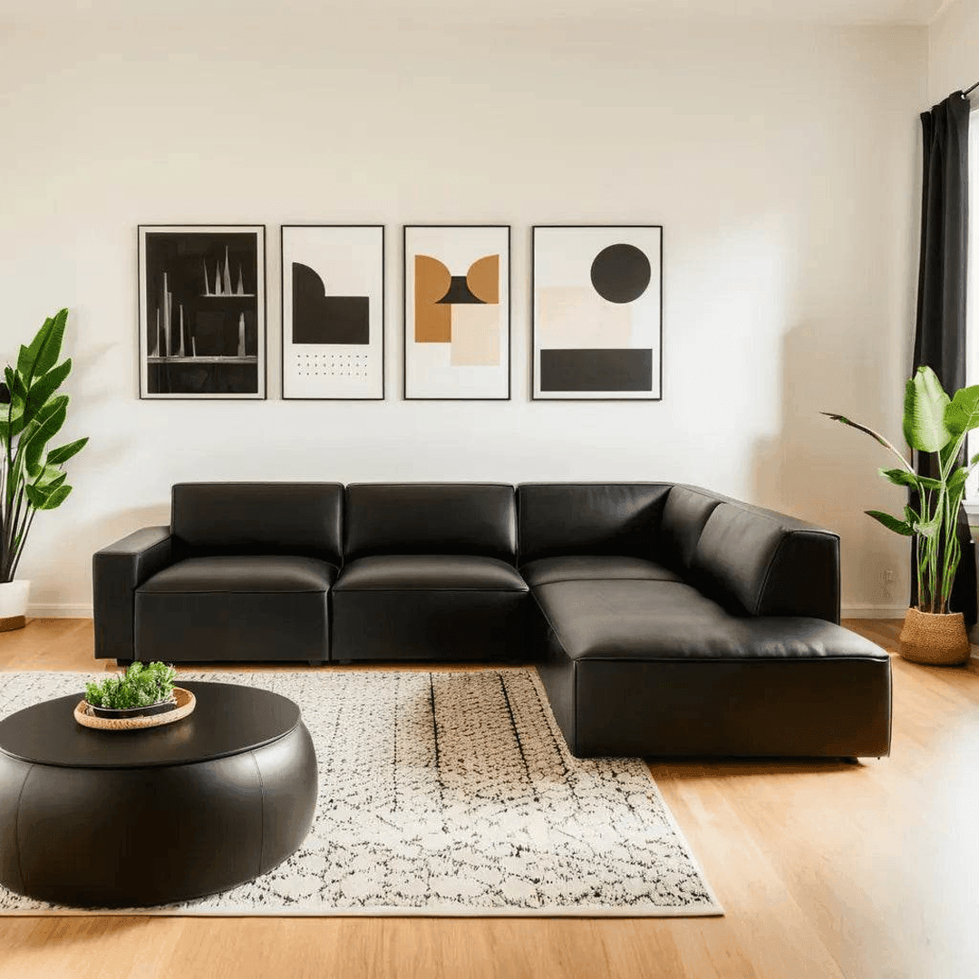 Giacomo Modern Faux Leather 4-Seater Corner Sofa Set - Comfortable L-Shaped Couch for Living Room, Lounge & Home Theater