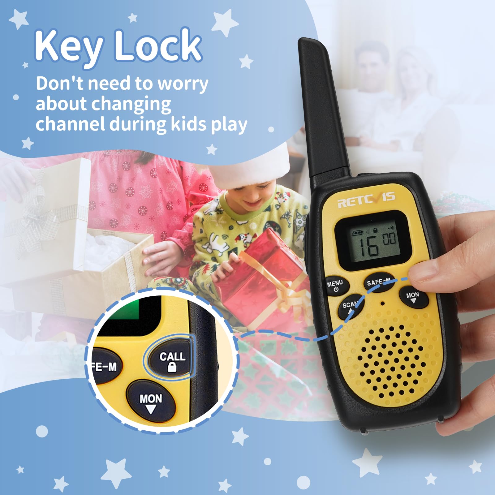Retevis RT628S Kids Walkie Talkies - 2 Way Radios with Long Range, Safe Mode & VOX - Perfect for Boys & Girls - Ideal for Camping, Hiking & Outdoor Adventures (3 Pack) - Great for Family Trips, Theme Parks & Backyard Explorations