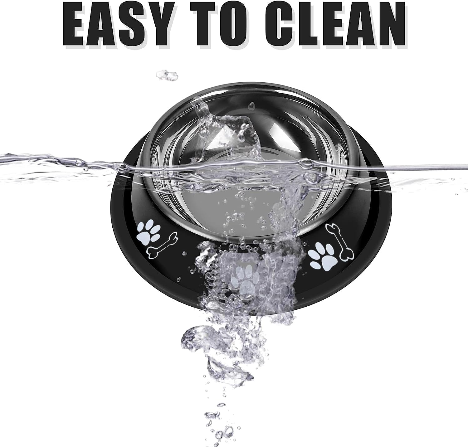 Movson 1000ml Stainless Steel Pet Bowl with Non-Slip Rubber Base - Premium Dog Cat Rabbit Food & Water Dish - Rustproof & Scratch Resistant - Ideal for Puppies, Kittens & Small Pets - Perfect for Home, Travel & Outdoor Use (2-Pack)