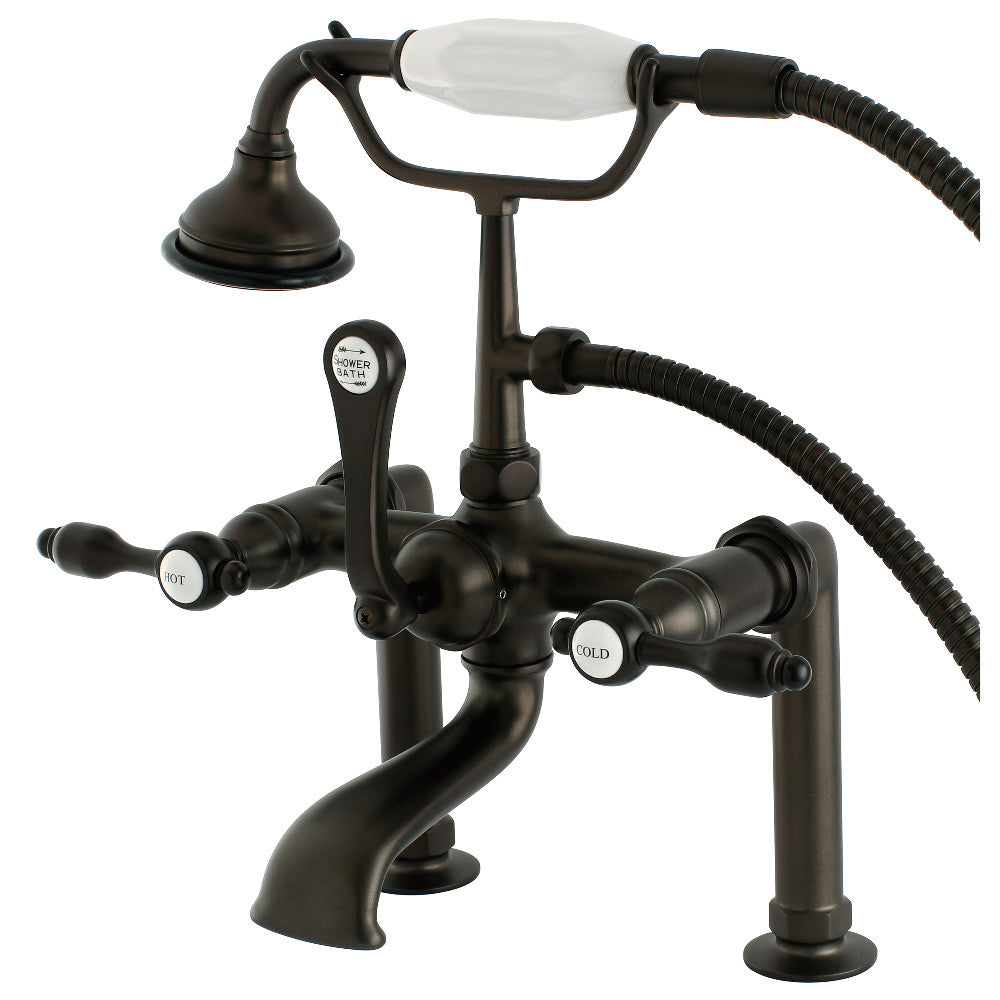 Vintage AE104T1TAL Tudor Style Deck Mount Clawfoot Tub Faucet - Antique Brass Finish for Bathroom & Freestanding Bathtub - Perfect for Classic, Farmhouse, and Victorian Home Decor
