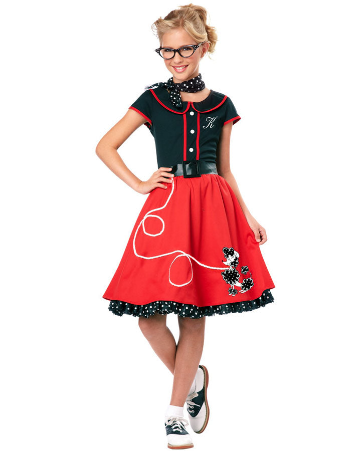 Vintage 1950s Red Sweetheart Girls Dress - Retro Party Costume for Kids, Halloween, Dance Recitals & Themed Events