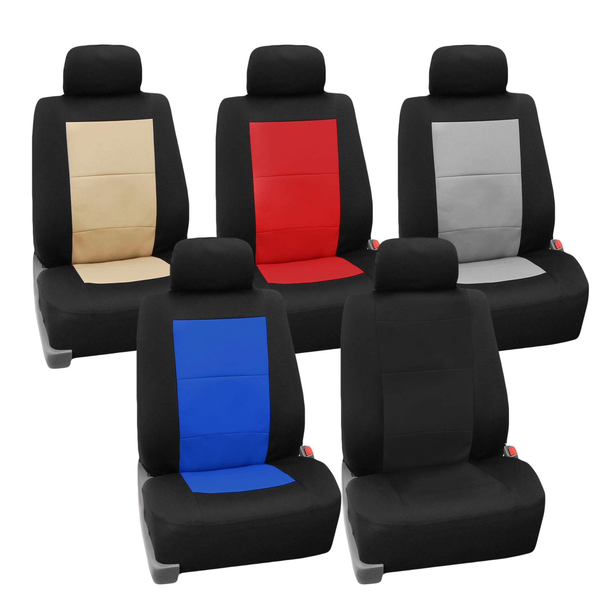 FH Group Universal Fit Neoprene Car Seat Covers - Full Set for Front & Back Seats | Waterproof, Washable & Durable | Compatible with SUV, Sedan, Van (Gray) | Perfect for Road Trips, Daily Commute & Pet Protection