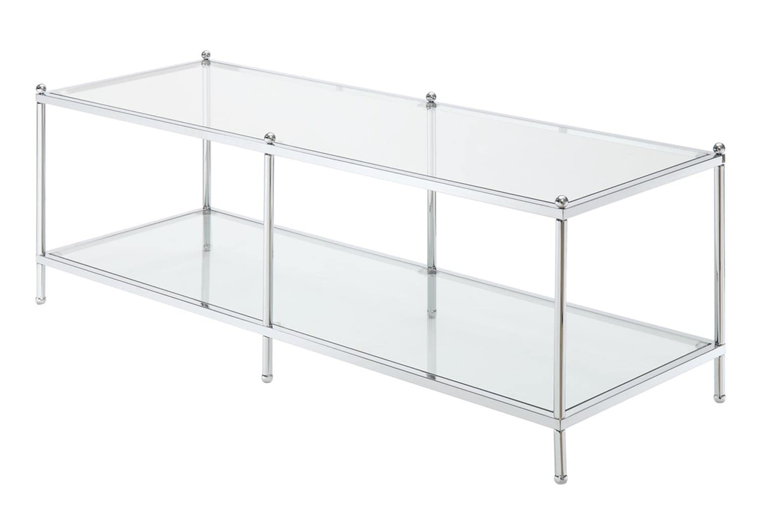 Convenience Concepts Royal Crest Modern Chrome Glass Coffee Table - Perfect for Living Room, Lounge & Office Decor