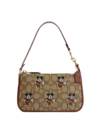 Coach Disney X Coach Nolita 19 Signature Jacquard Crossbody Bag with Mickey Mouse Print - Perfect for Women's Casual Outings, Travel & Disney Theme Park Visits