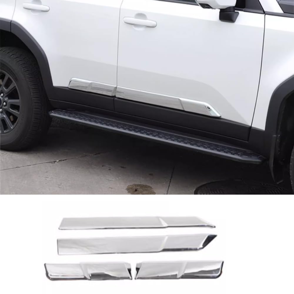 4PCS ABS Auto Anti-Collision Side Door Body Strips for Toyota Prado Land Cruiser LC250 2024-2025 - Chrome Door Moldings Trim Protective Decorative Cover - Perfect for Off-Roading & Urban Driving Protection
