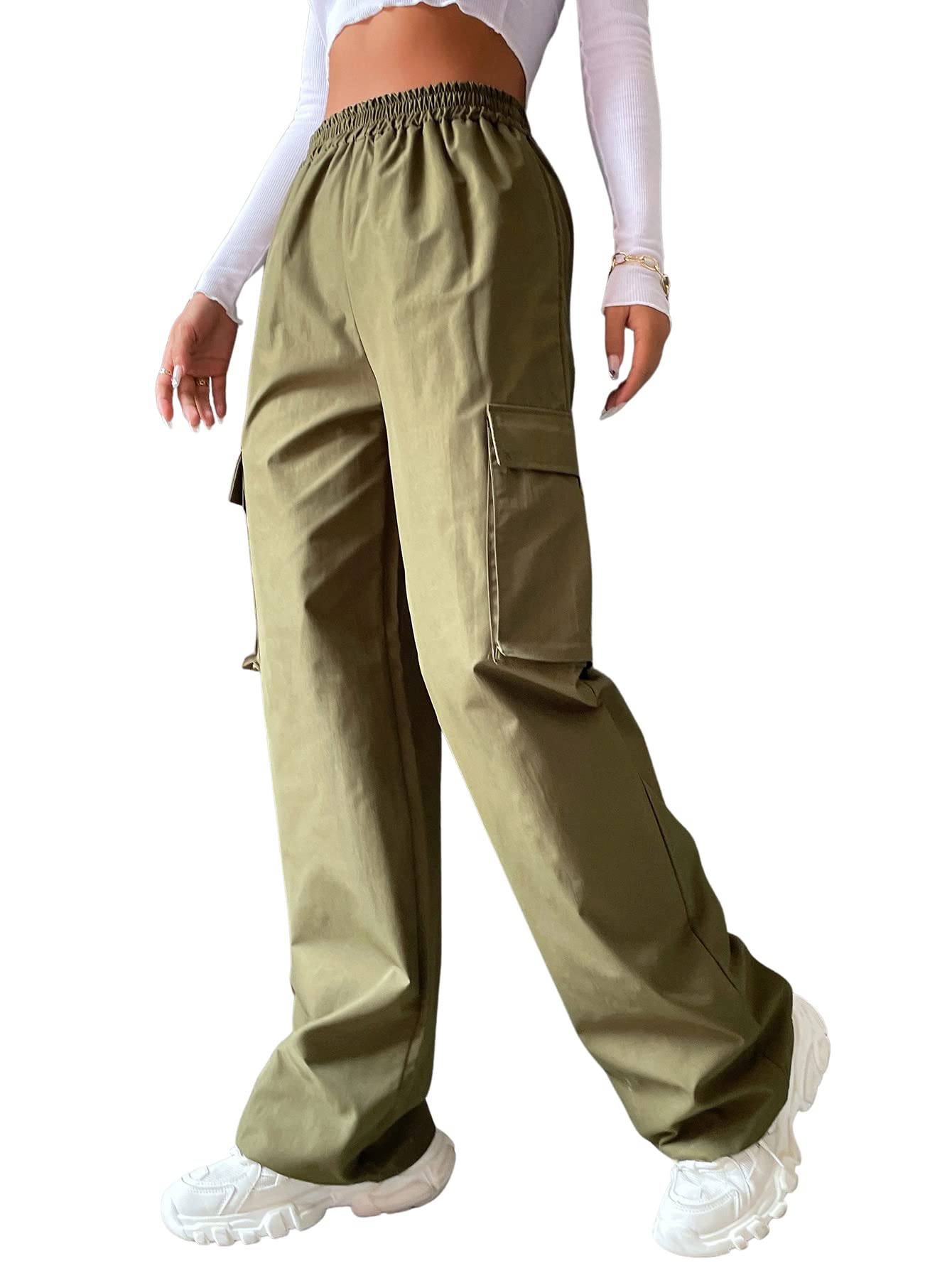 Stylish Women's High Waisted Jogger Cargo Pants with Pockets - Comfortable Workout & Lounge Pants for Yoga, Running, Gym & Casual Wear