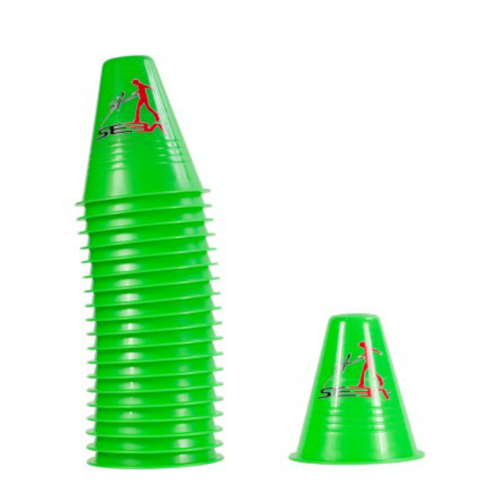 SEBA Professional Slalom Cones for Training & Competition - Durable Plastic Cones for Skateboarding, Roller Skating & Inline Skating Practice - Perfect for Outdoor & Indoor Sports Drills