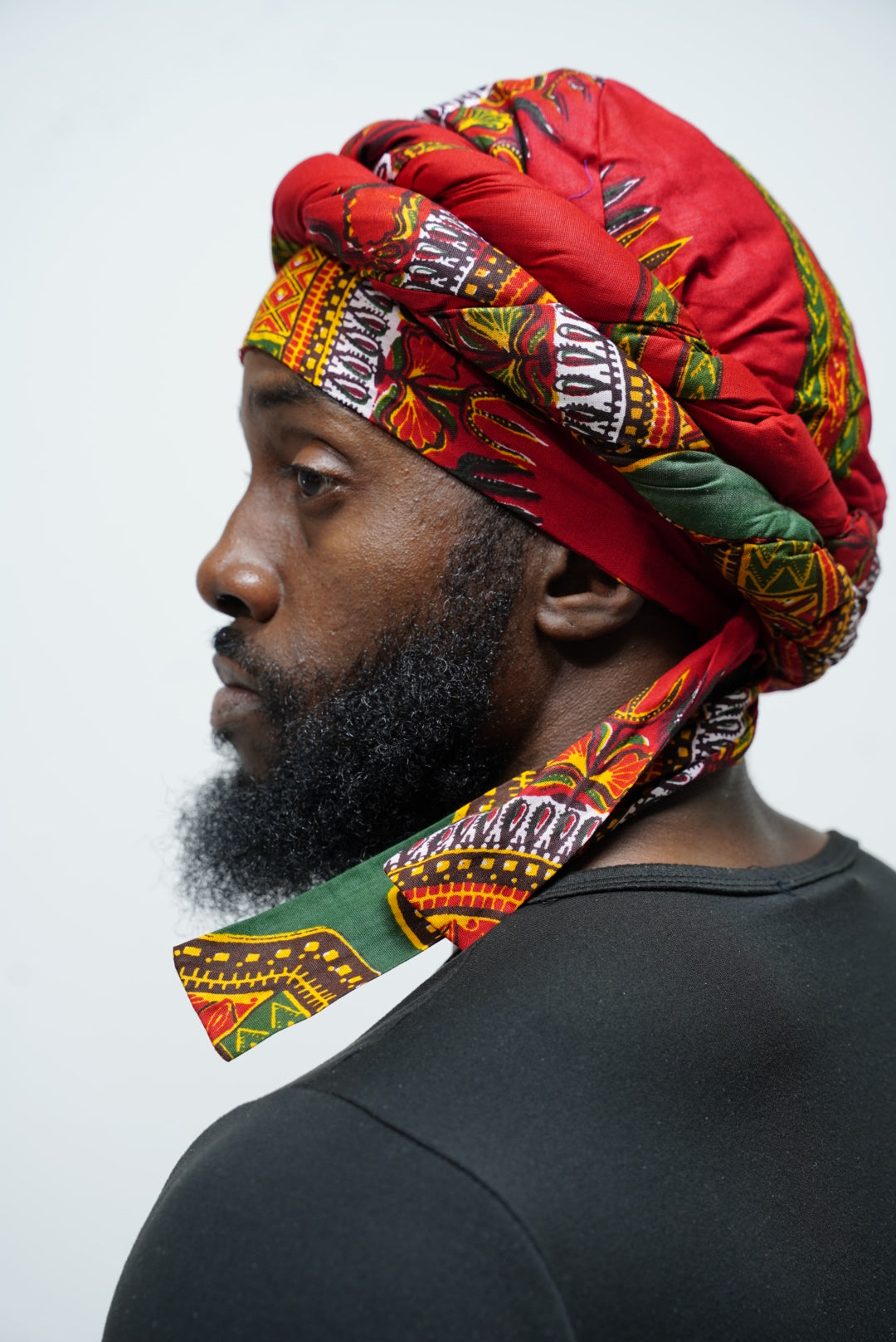 Dupsie's Ojiji Red African Print Turban DPH3975PT - Stylish Head Wrap for Women, Fashionable Hair Accessory for Parties, Weddings & Cultural Events